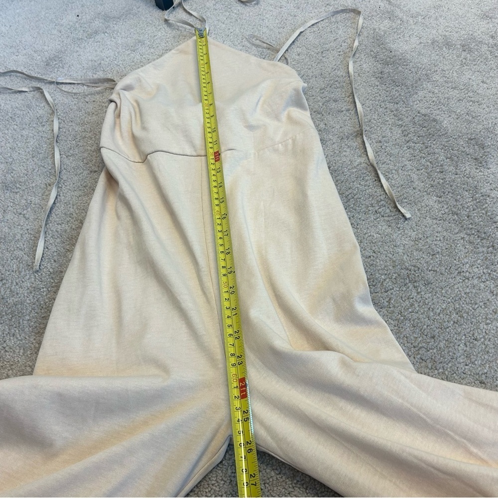 Zara beige cream ruffle frill halter top wide leg jumpsuit 100% cotton S NWOT - Picture 13 of 16
